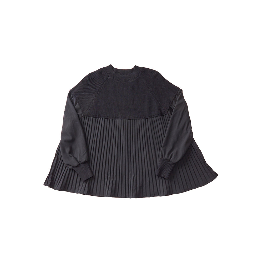 プリーツ切り替え ニットプルオーバー